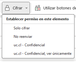 menú que indica las cuatro opciones para enviar un correo cifrado