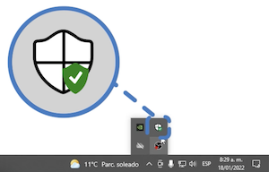 imagen que muestra el icono Microsoft Defender en el lado inferior izquierdo en Windows